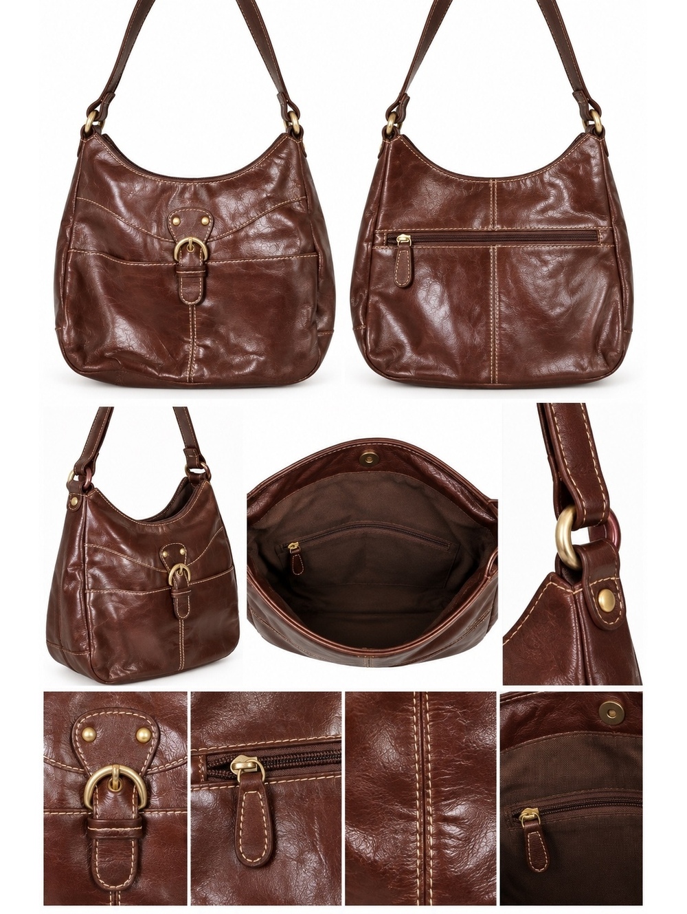 Brown leather shoulder bag